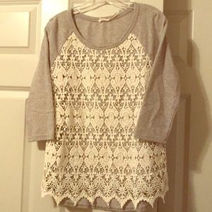 Blu Pepper sweatshirt with crochet detailing